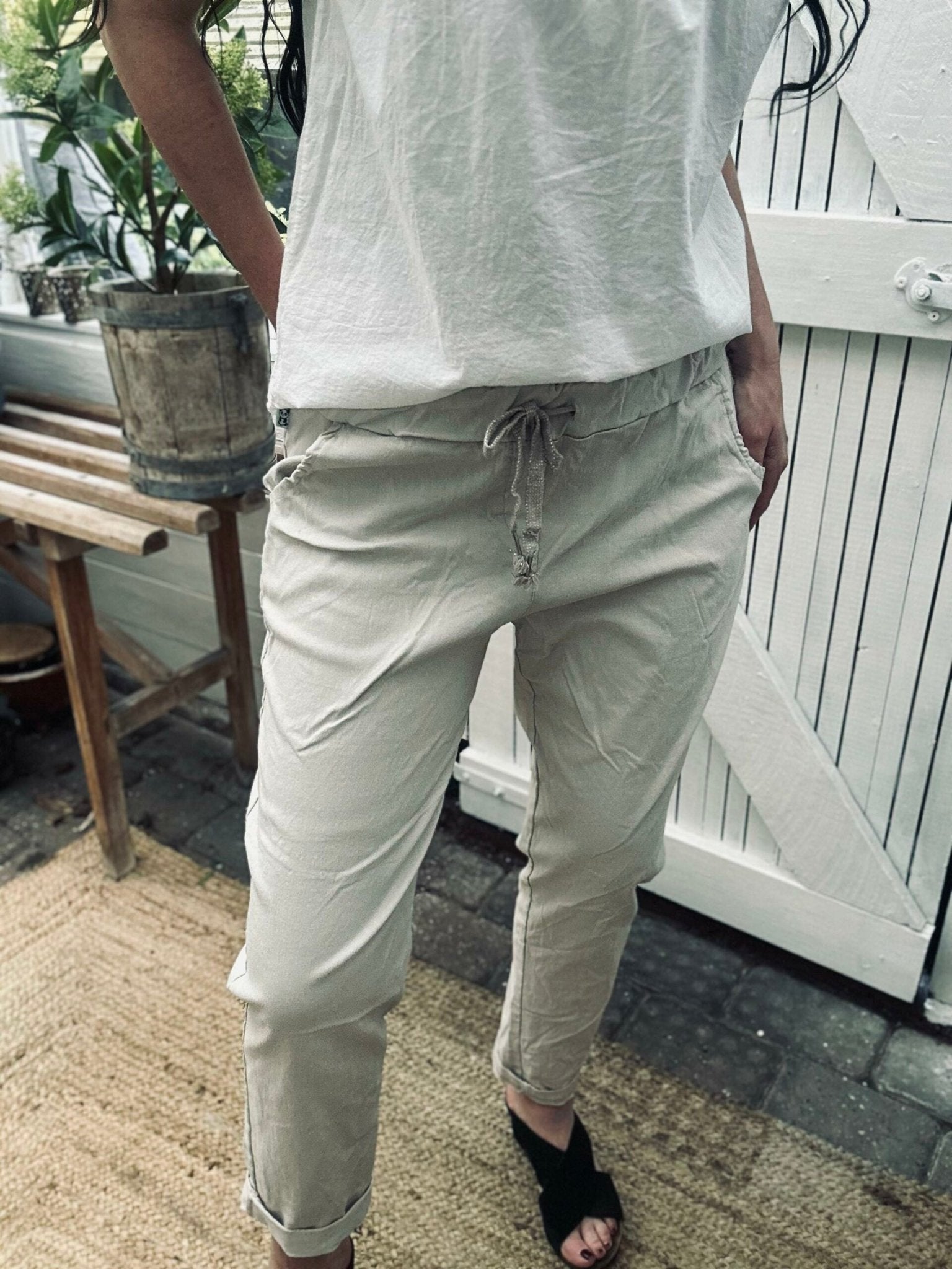 Bukser m. stretch - Beige plus onesize 40-48