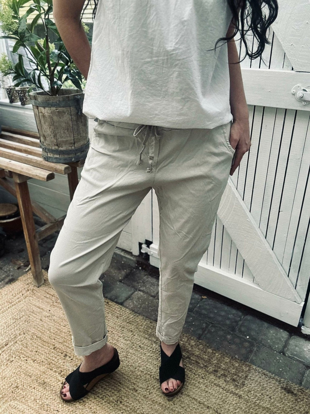 Bukser m. stretch - Beige plus onesize 40-48